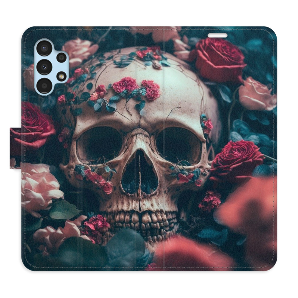 Flipové puzdro iSaprio - Skull in Roses 02 - Samsung Galaxy A13 / A13 5G