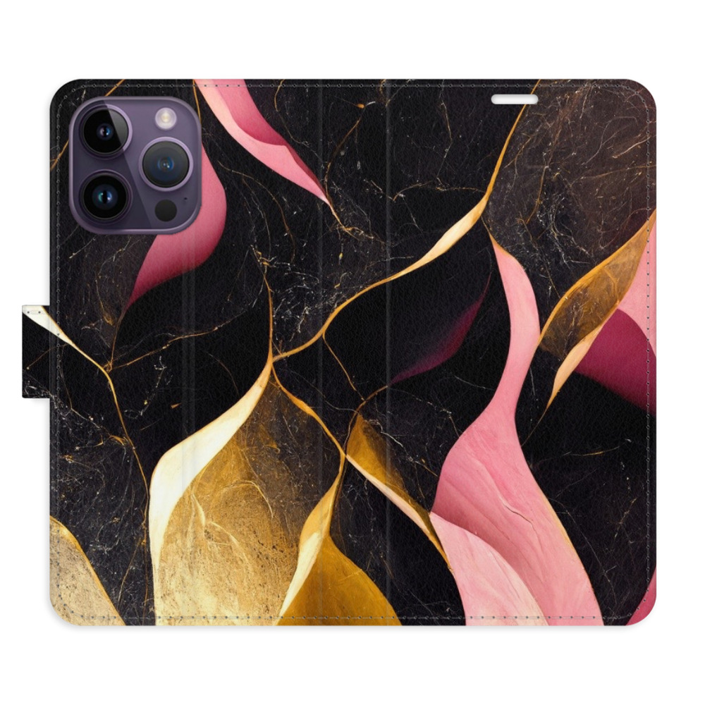 Flipové puzdro iSaprio - Gold Pink Marble 02 - iPhone 14 Pro Max