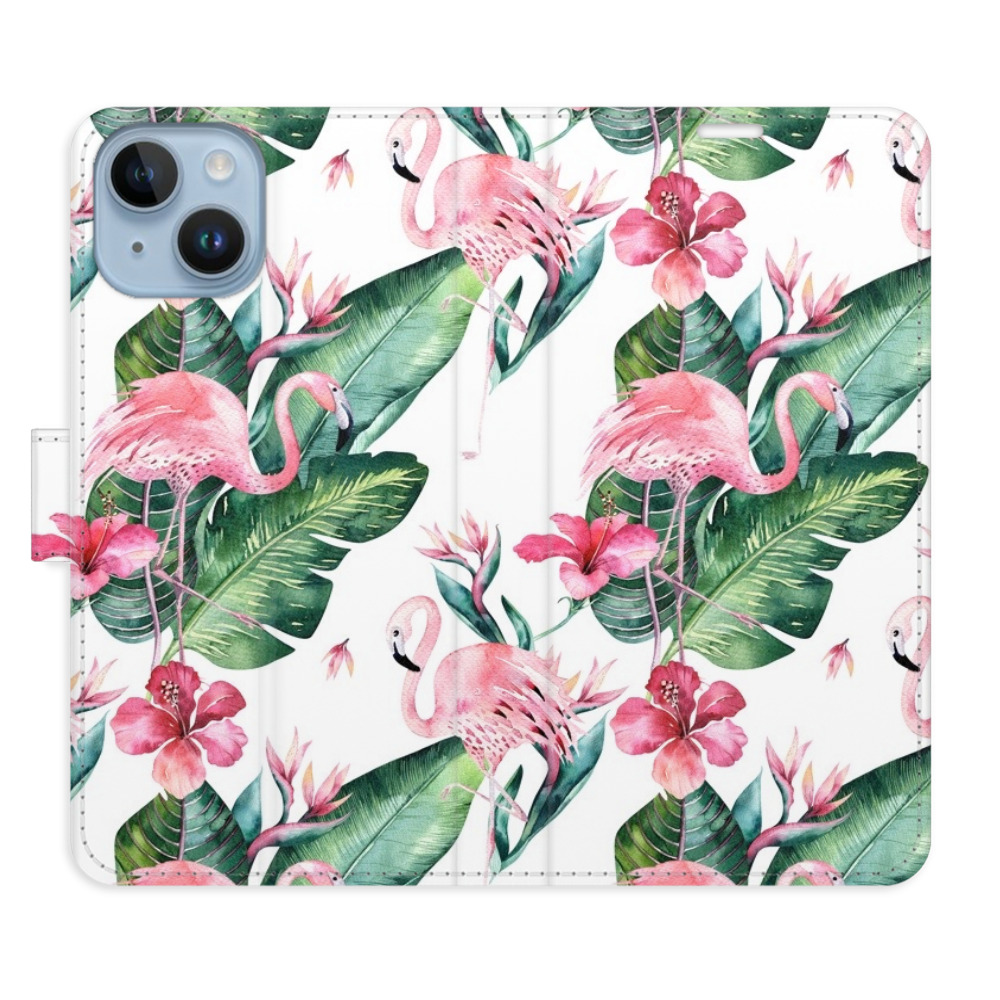Flipové puzdro iSaprio - Flamingos Pattern - iPhone 14