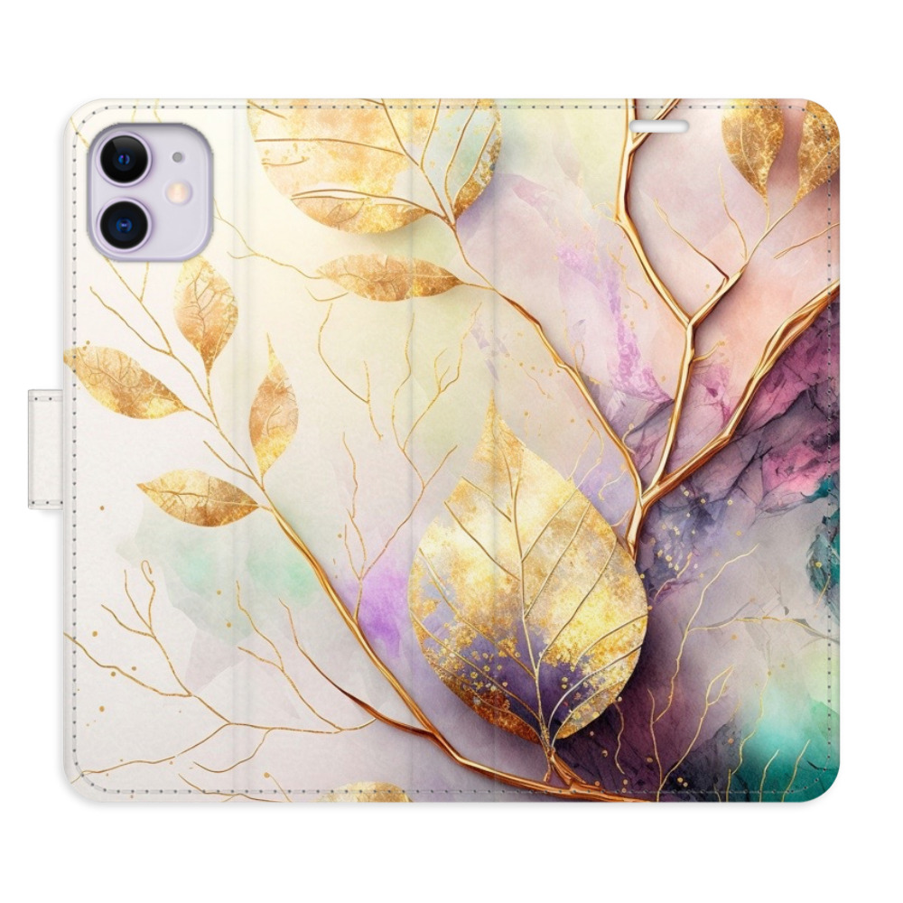 Flipové puzdro iSaprio - Gold Leaves 02 - iPhone 11
