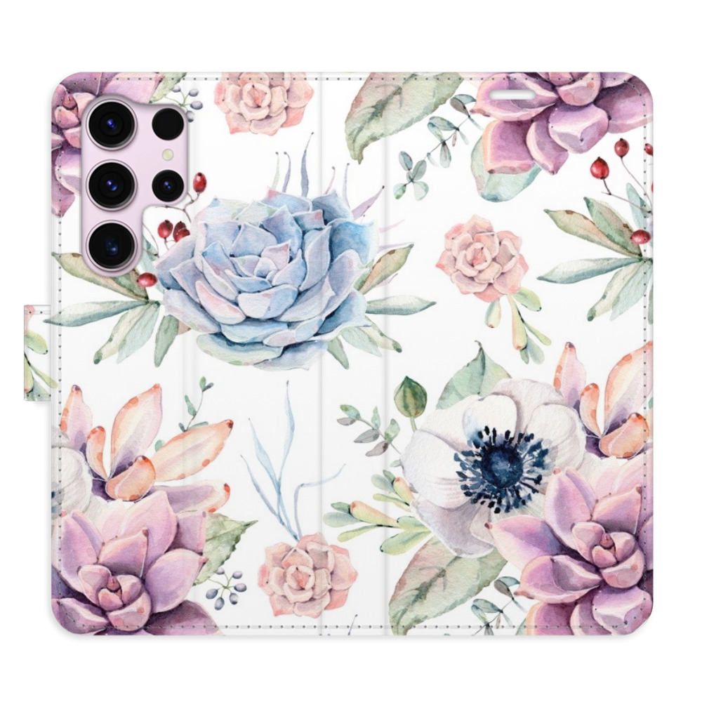 Flipové puzdro iSaprio - Succulents Pattern - Samsung Galaxy S23 Ultra