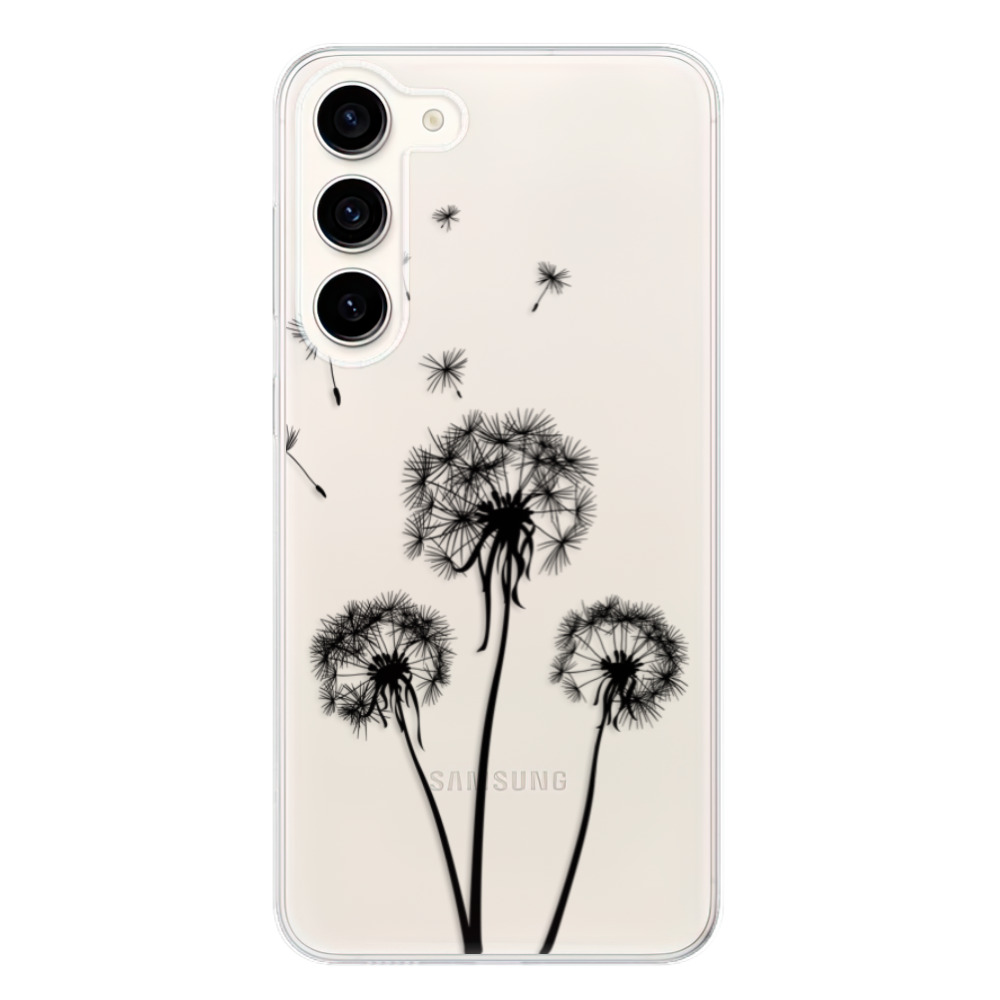Odolné silikónové puzdro iSaprio - Three Dandelions - black - Samsung Galaxy S23+ 5G