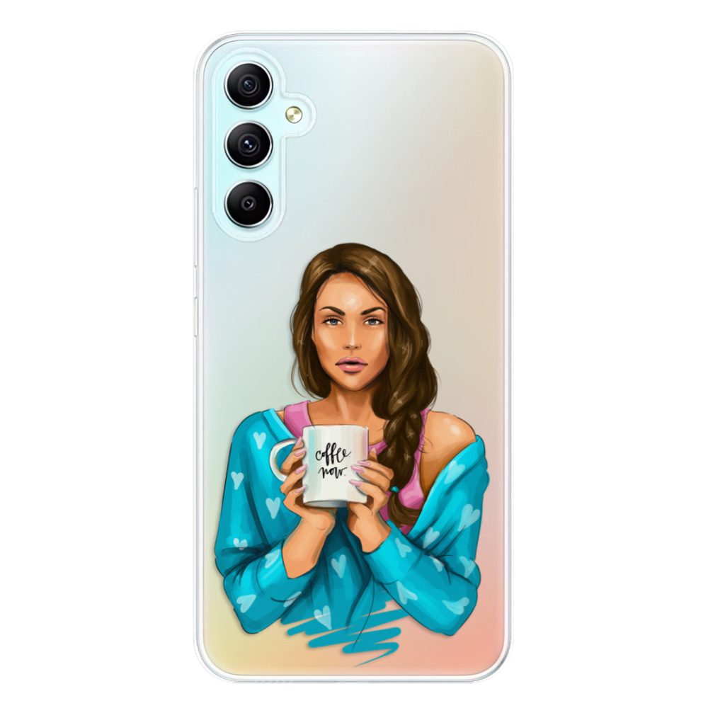 Odolné silikónové puzdro iSaprio - Coffe Now - Brunette - Samsung Galaxy A34 5G