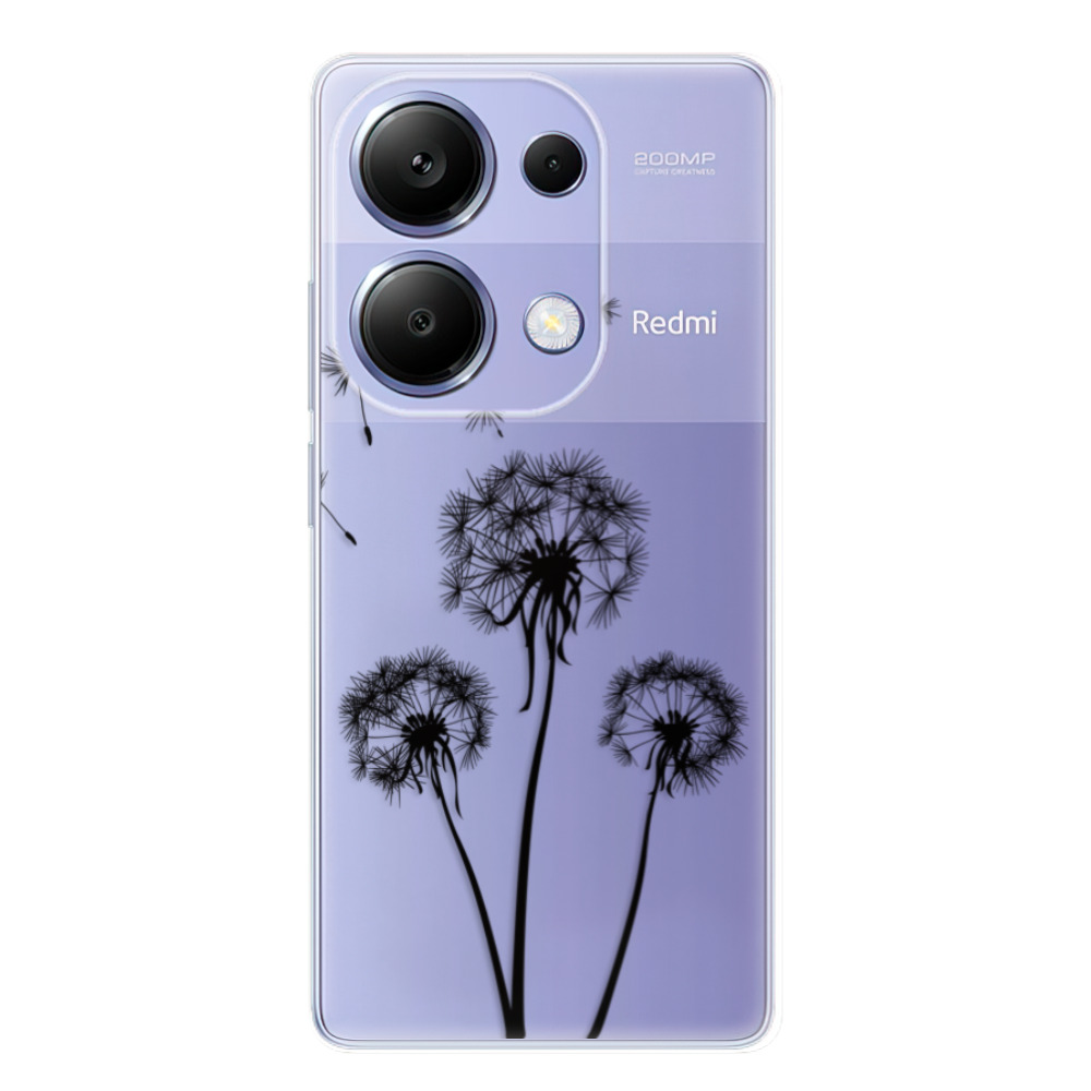 Odolné silikónové puzdro iSaprio - Three Dandelions - black - Xiaomi Redmi Note 13 Pro