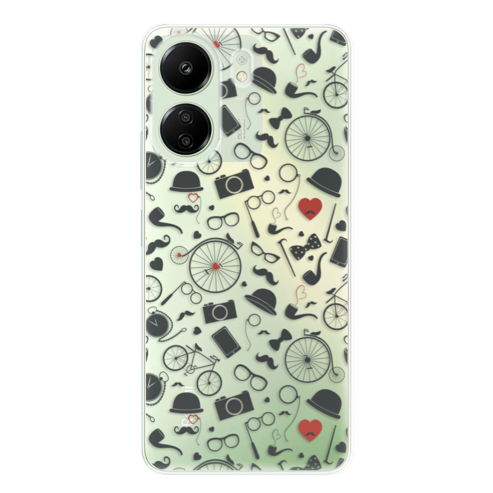 Odolné silikónové puzdro iSaprio - Vintage Pattern 01 - black - Xiaomi Redmi 13C