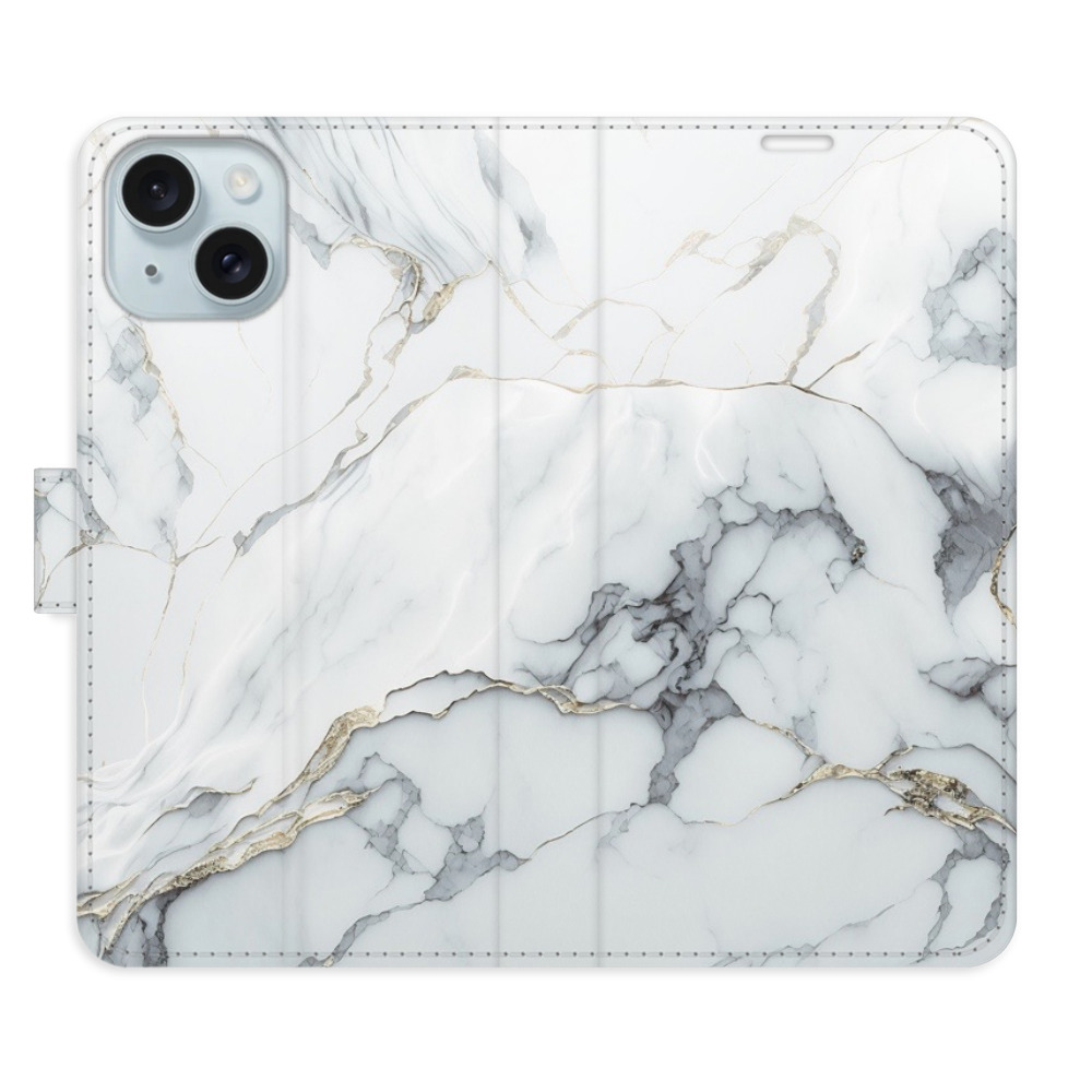 Flipové puzdro iSaprio - SilverMarble 15 - iPhone 15