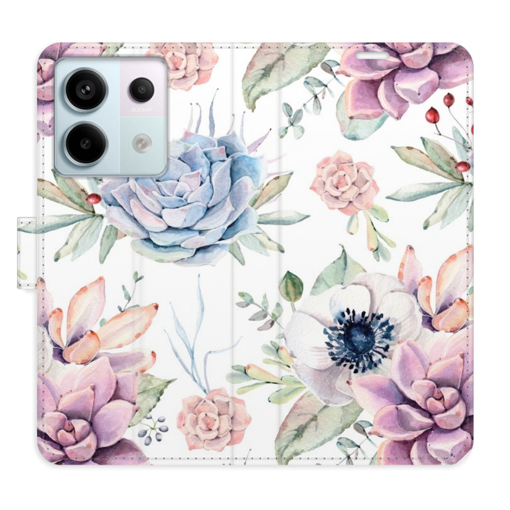 Flipové puzdro iSaprio - Succulents Pattern - Xiaomi Redmi Note 13 Pro 5G / Poco X6 5G