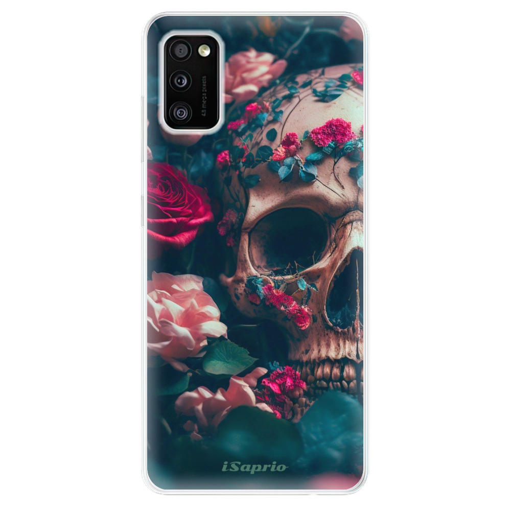 Odolné silikónové puzdro iSaprio - Skull in Roses - Samsung Galaxy A41