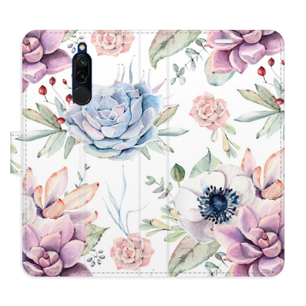 Flipové puzdro iSaprio - Succulents Pattern - Xiaomi Redmi 8
