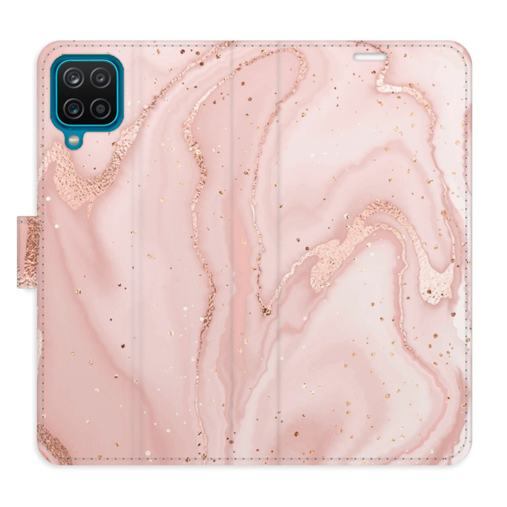 Flipové puzdro iSaprio - RoseGold Marble - Samsung Galaxy A12