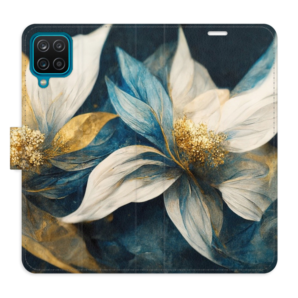 Flipové puzdro iSaprio - Gold Flowers - Samsung Galaxy A12