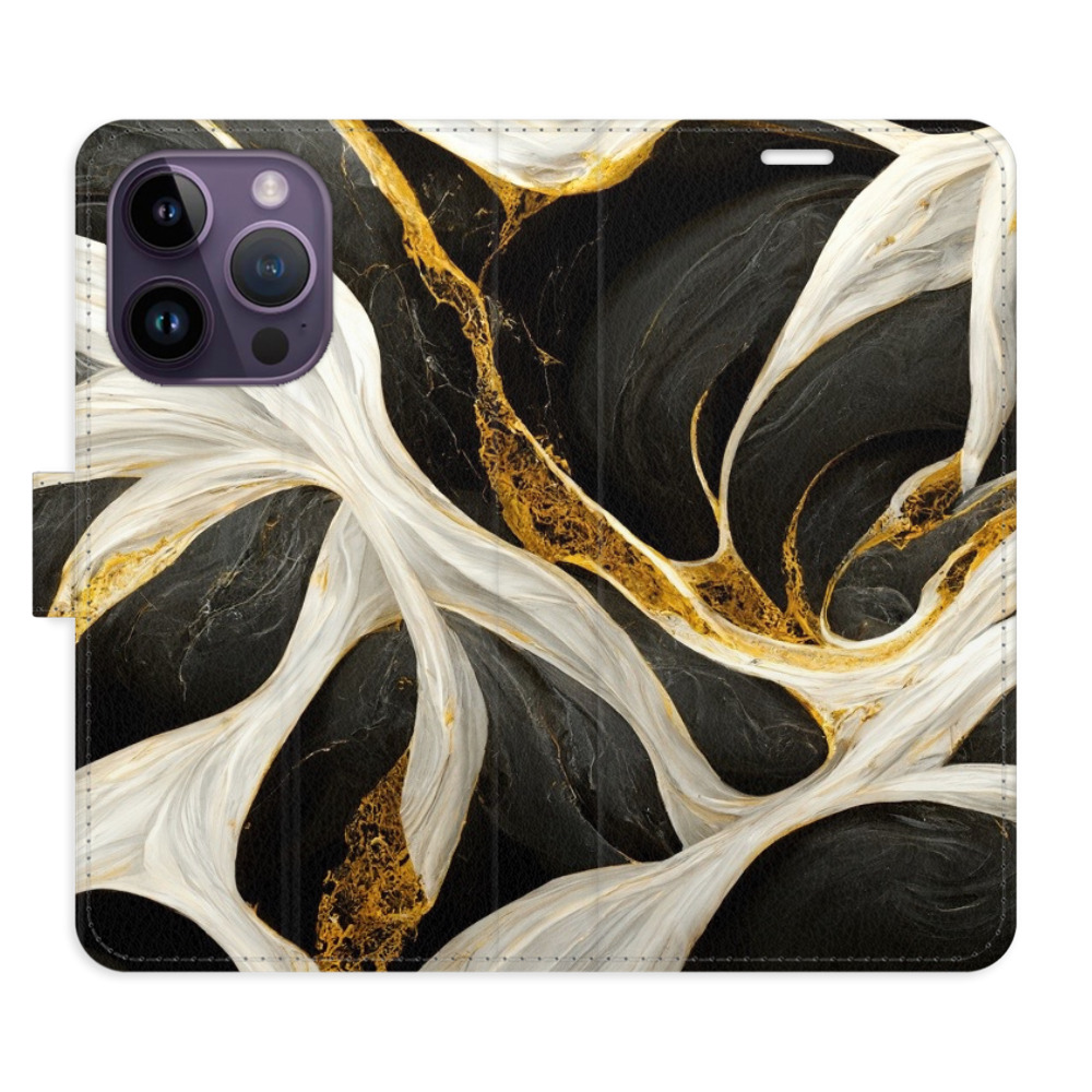 Flipové puzdro iSaprio - BlackGold Marble - iPhone 14 Pro