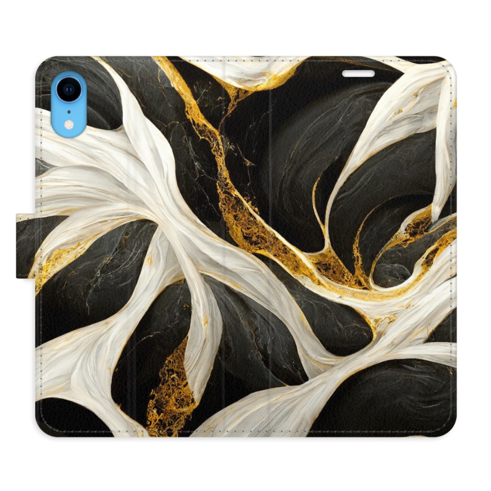 Flipové puzdro iSaprio - BlackGold Marble - iPhone XR
