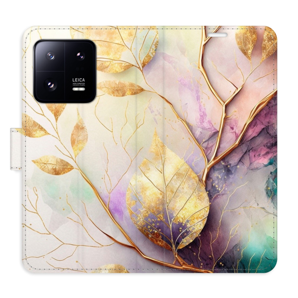 Flipové puzdro iSaprio - Gold Leaves 02 - Xiaomi 13 Pro