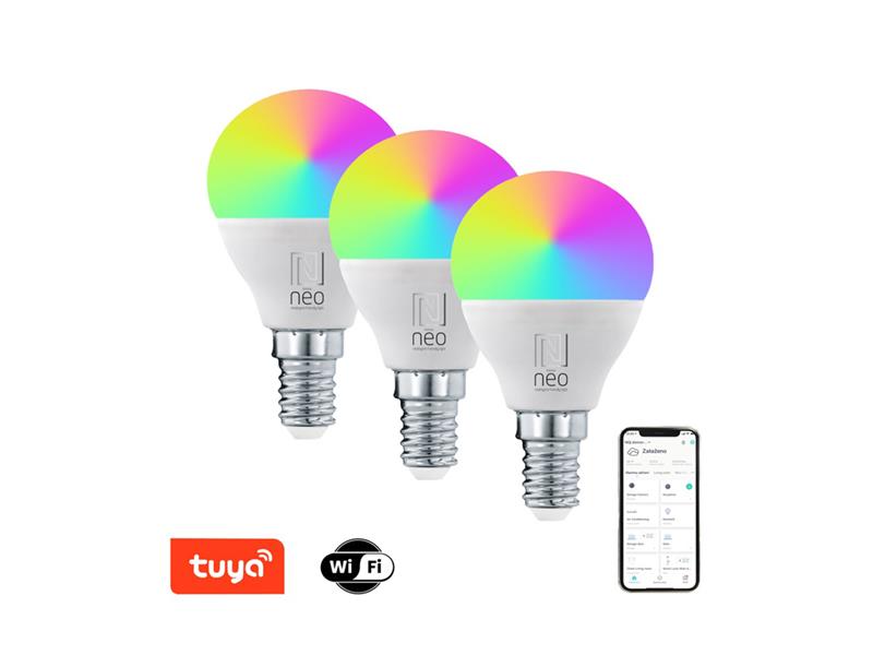 Smart LED žiarovka E14 6W RGB + CCT IMMAX NEO Lite 07745C WiFi Tuya sada 3ks