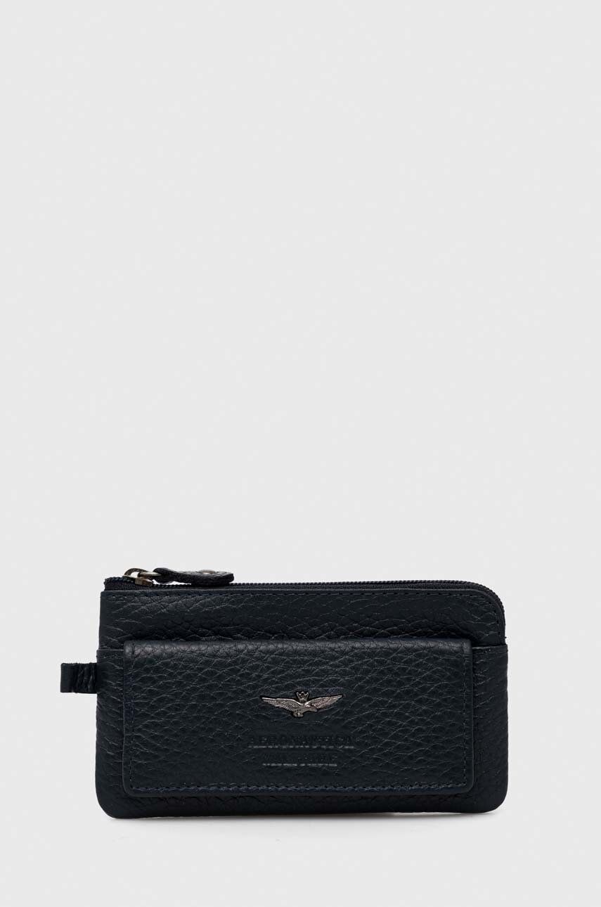 Kožená kľúčenka Aeronautica Militare tmavomodrá farba