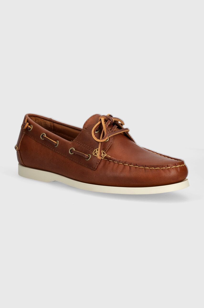 Kožené mokasíny Polo Ralph Lauren Merton Boat pánske, hnedá farba, 803932996002