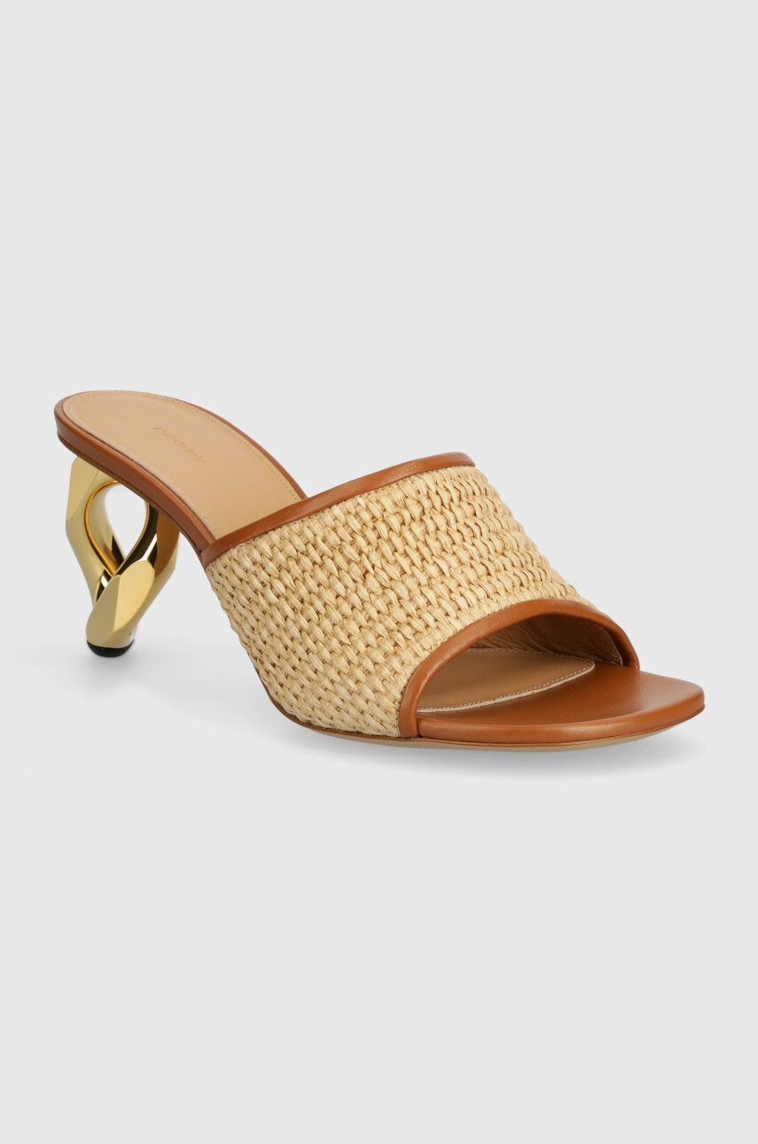 Šľapky JW Anderson Raffia Sandal dámske, béžová farba, na podpätku, ANW42230A