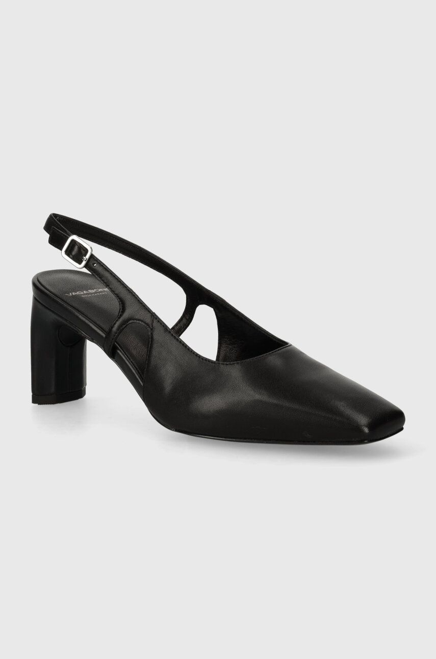 Kožené lodičky Vagabond Shoemakers VENDELA čierna farba, na podpätku, s otvorenou pätou, 5723-101-20