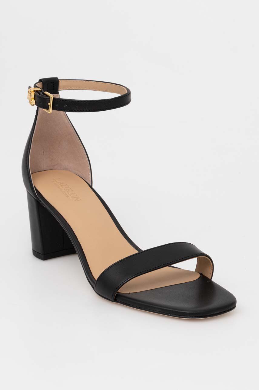 Kožené sandále Lauren Ralph Lauren Logan čierna farba, 802927949001
