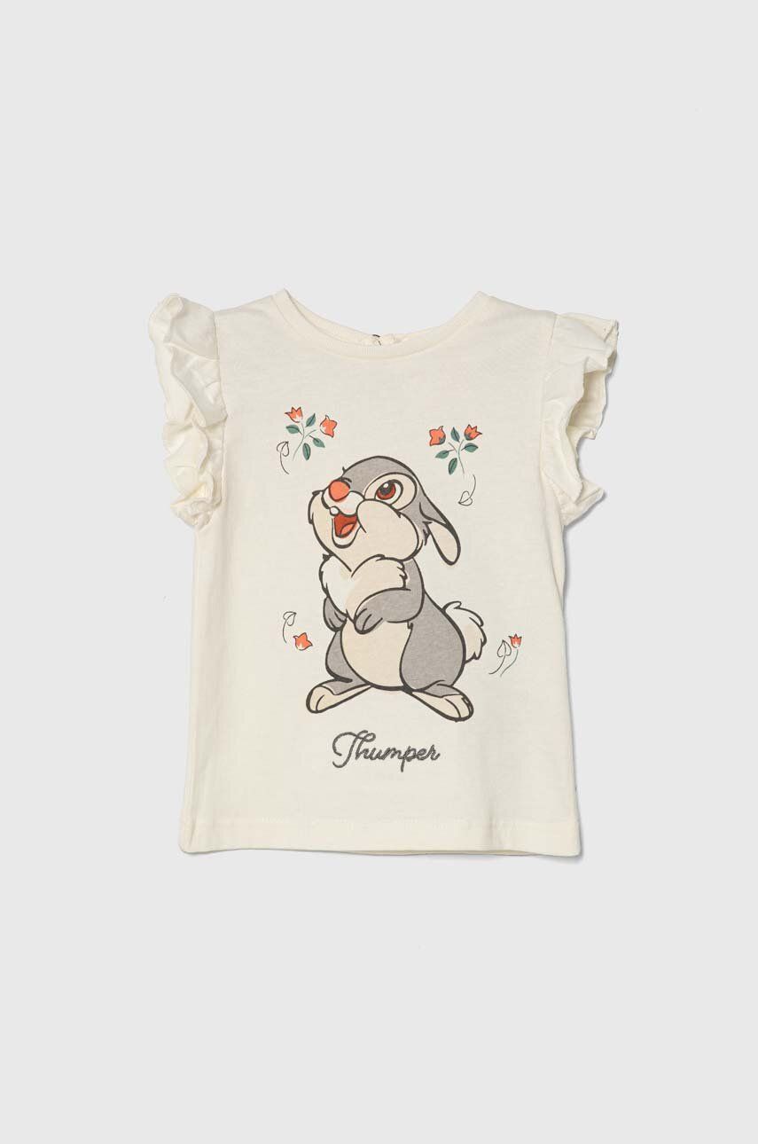 Bavlnený top pre bábätká zippy x Disney béžová farba