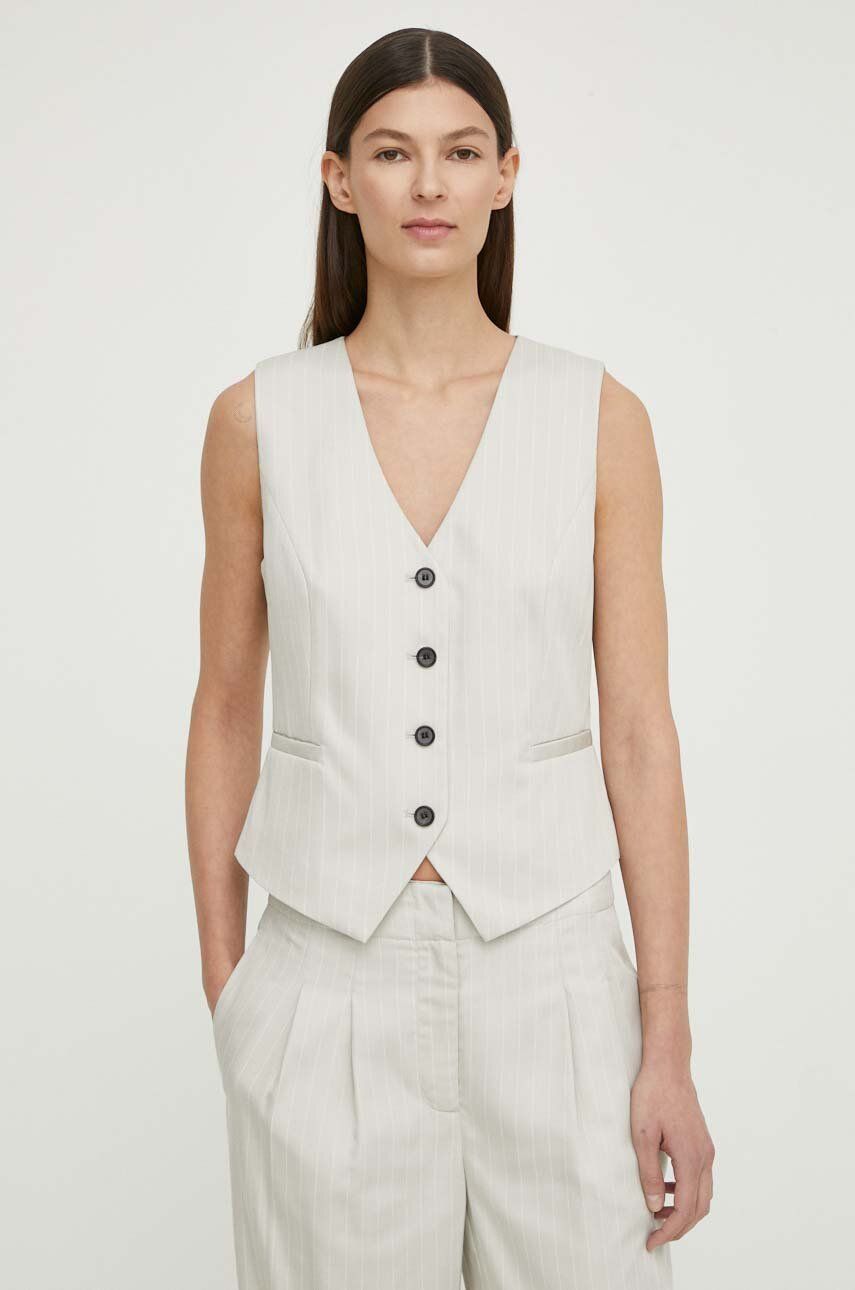 Vesta Bruuns Bazaar PinBBBielle waistcoat šedá farba, jednoradová, BBW4014