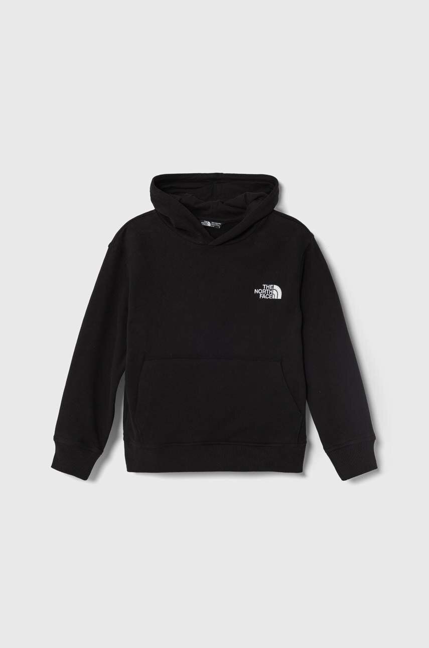 Mikina The North Face OVERSIZED HOODIE čierna farba, s kapucňou, melanžová