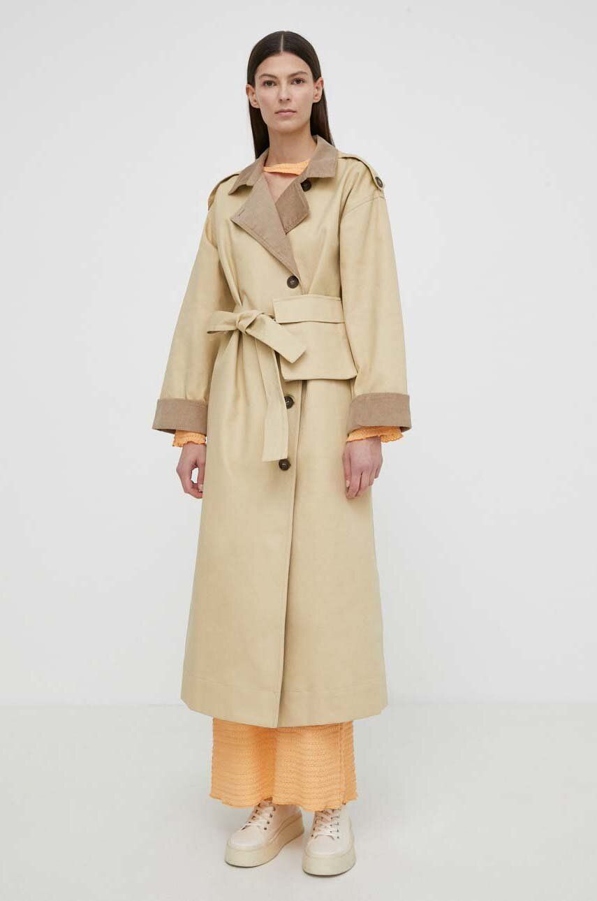 Bavlnený kabát Résumé AlimaRS Coat béžová farba, prechodný, 20941139