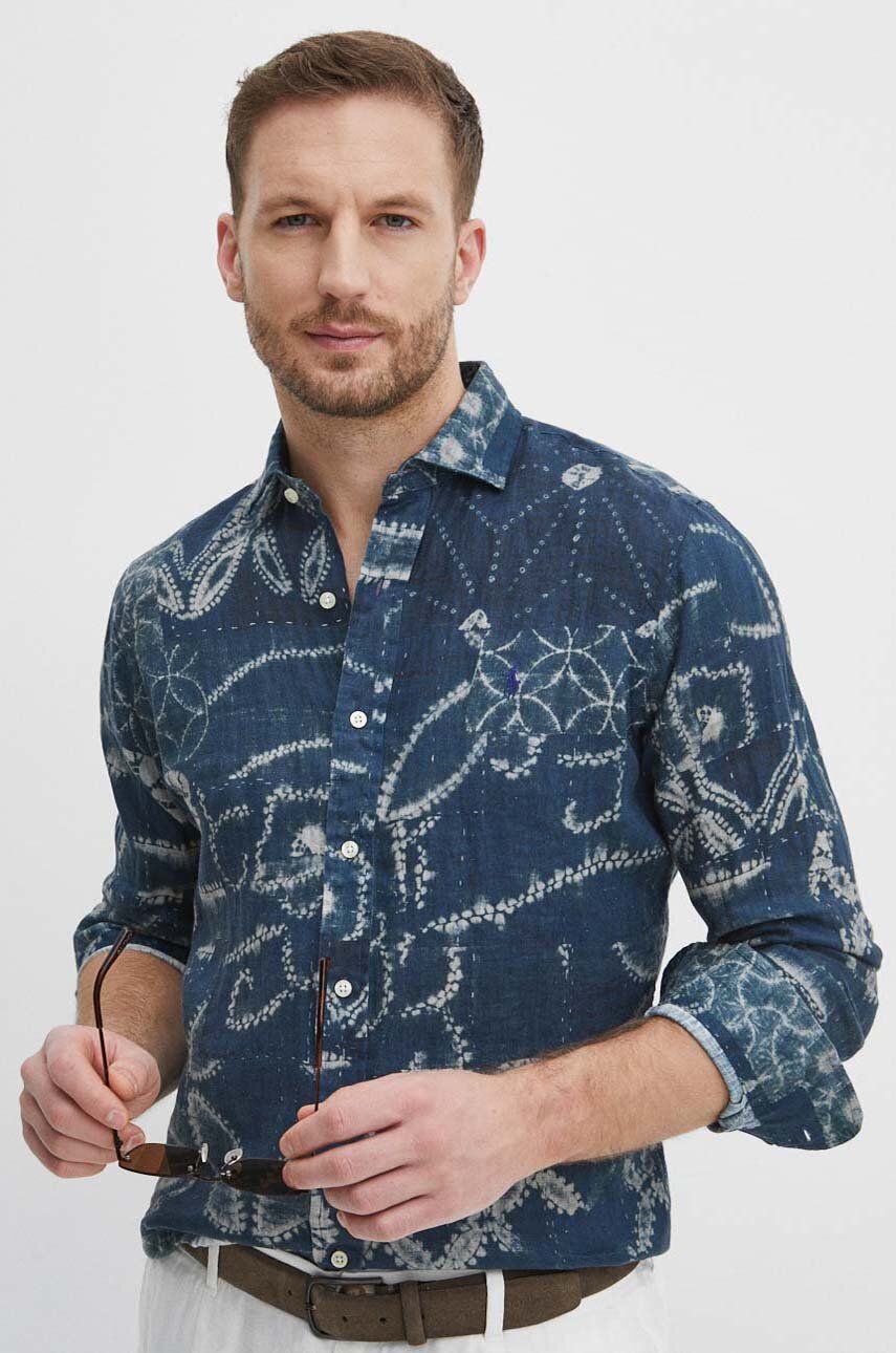 Ľanová košeľa Polo Ralph Lauren regular, s talianskym golierom, 710934647