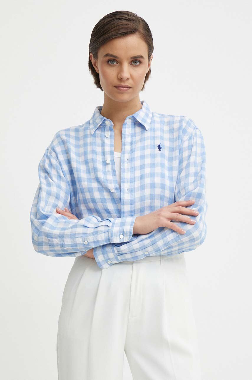 Ľanová košeľa Polo Ralph Lauren voľný strih, s klasickým golierom, 211935130