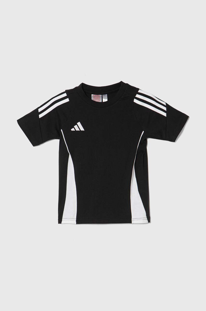 Detské bavlnené tričko adidas Performance TIRO24 SWTEEY čierna farba, vzorovaný