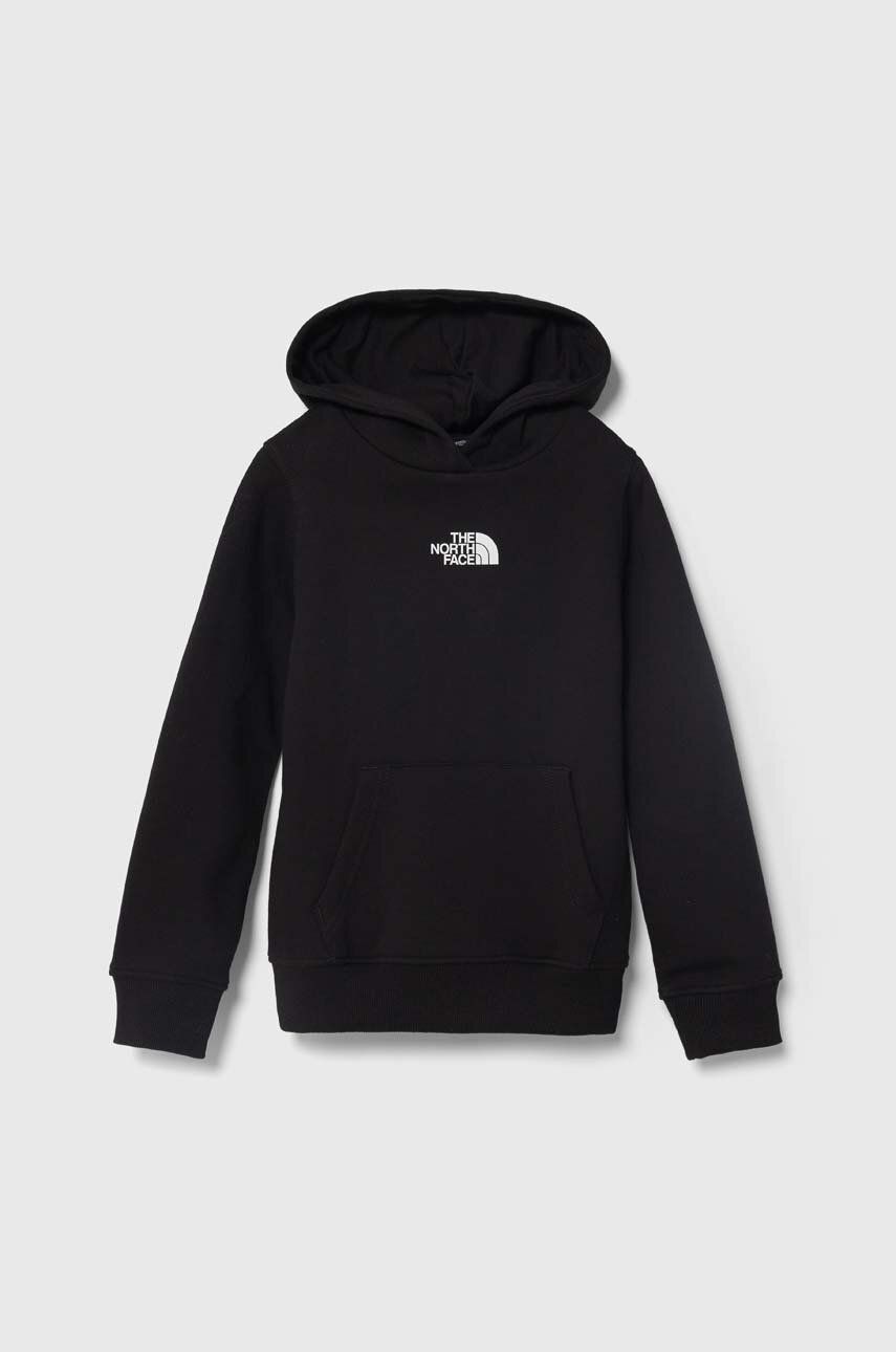 Detská bavlnená mikina The North Face PO ZUMU HOODIE čierna farba, s kapucňou, s potlačou