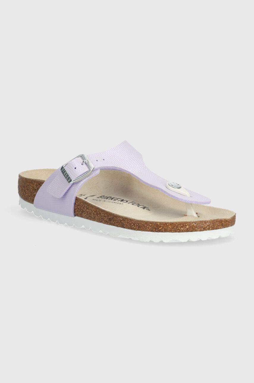 Detské žabky Birkenstock Gizeh K BF Shiny Lizard fialová farba