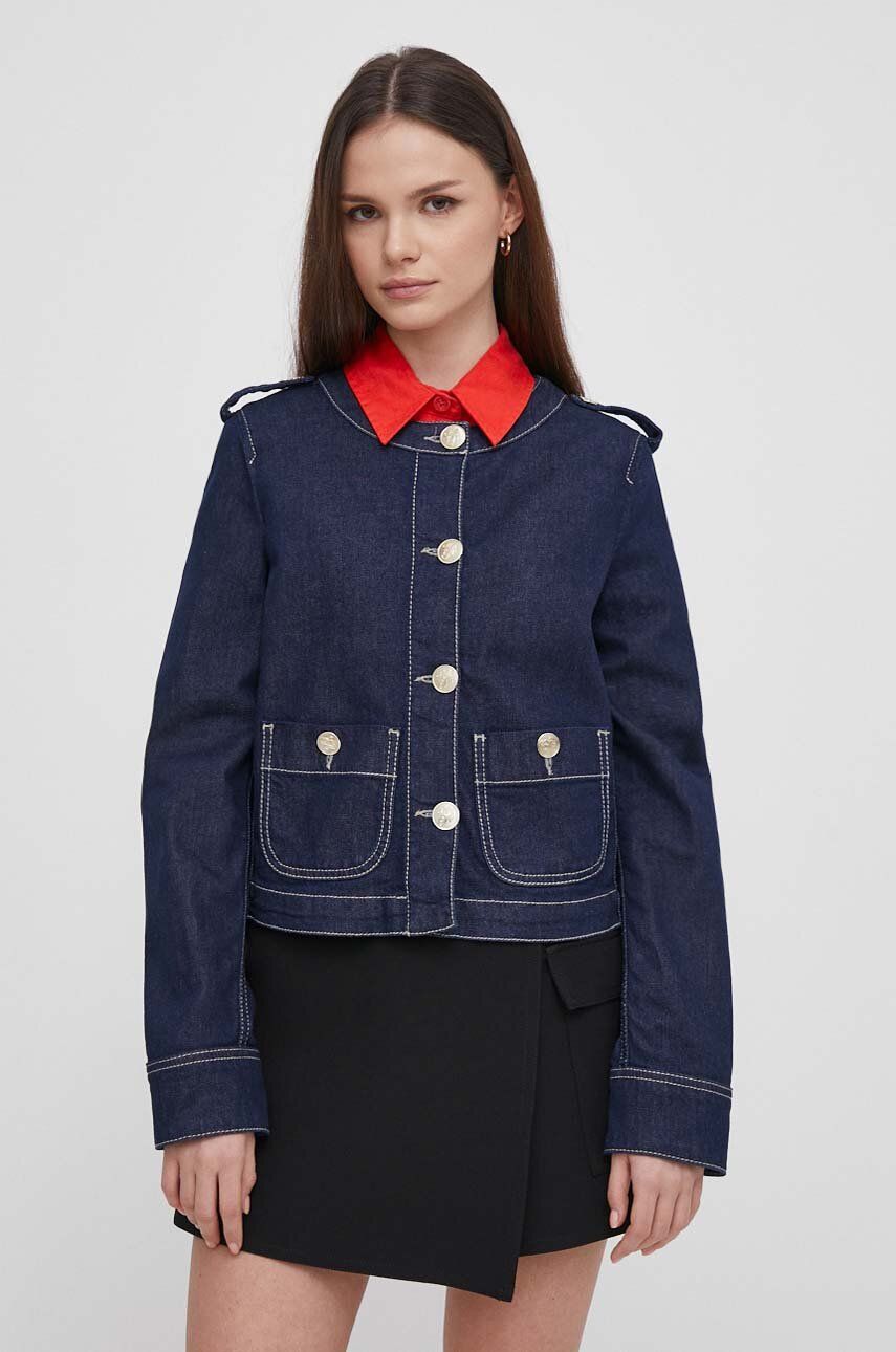 Rifľová bunda Emporio Armani dámska, tmavomodrá farba, prechodná, 3D2G63 2DM1Z,
