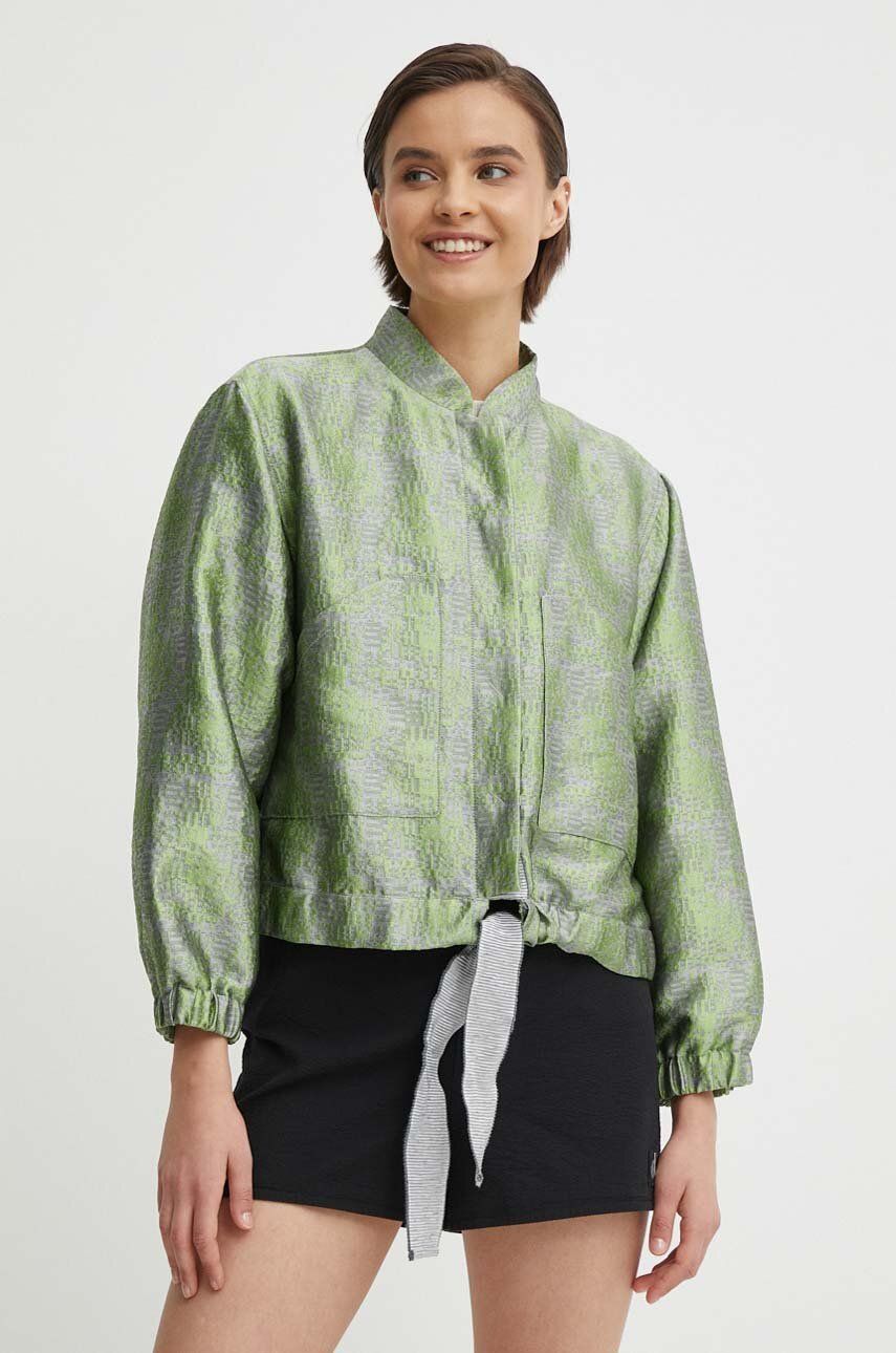Bunda Emporio Armani dámska, zelená farba, prechodná, oversize, 3D2B85 2NGXZ