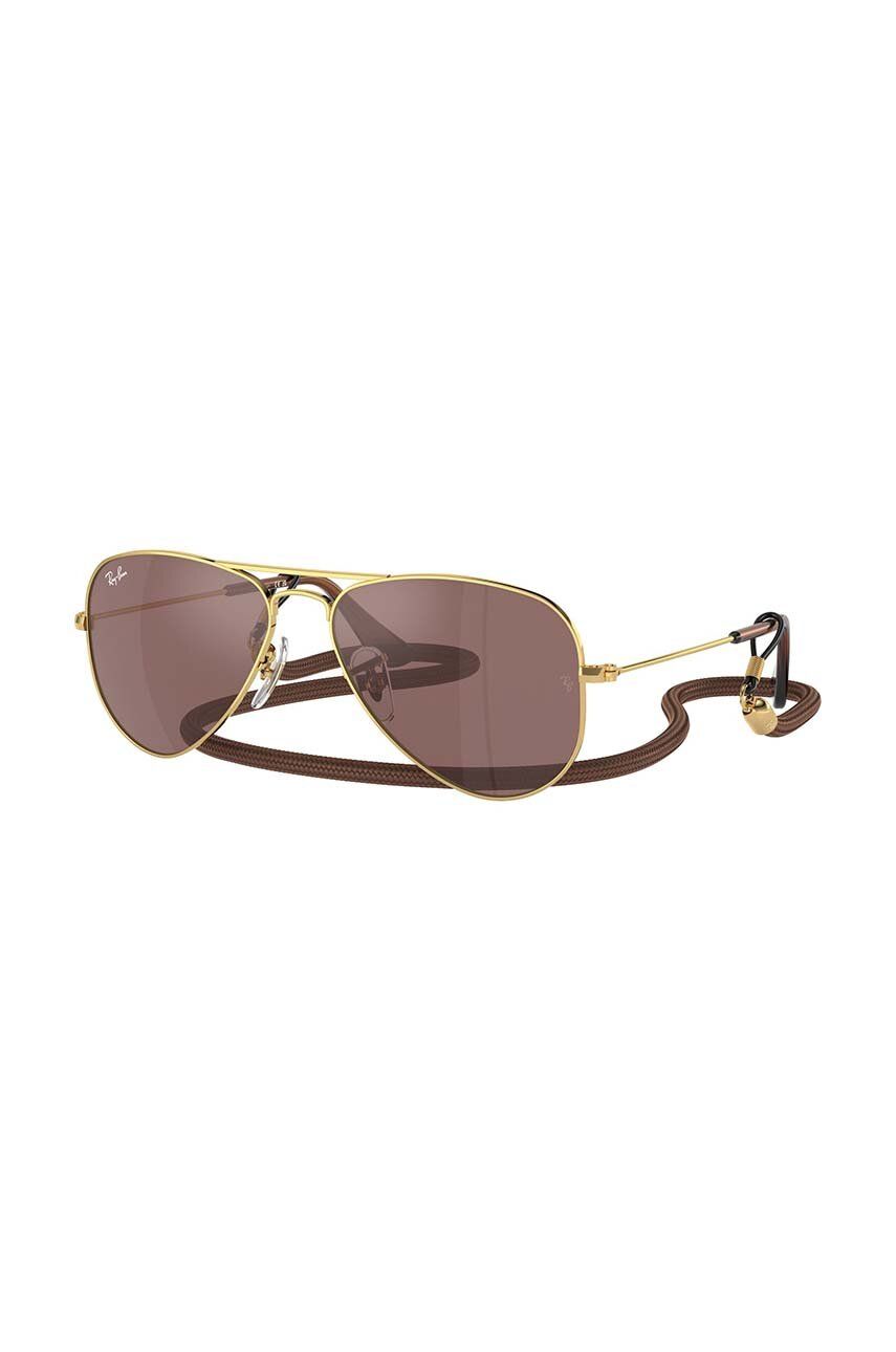 Detské slnečné okuliare Ray-Ban JUNIOR AVIATOR hnedá farba, 0RJ9506S