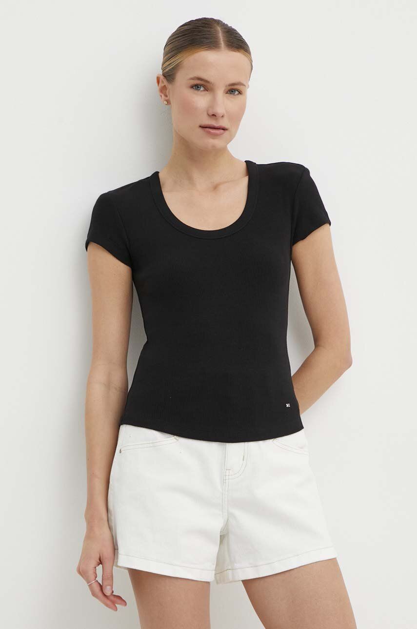 Tričko Tommy Hilfiger dámske, čierna farba, WW0WW41776