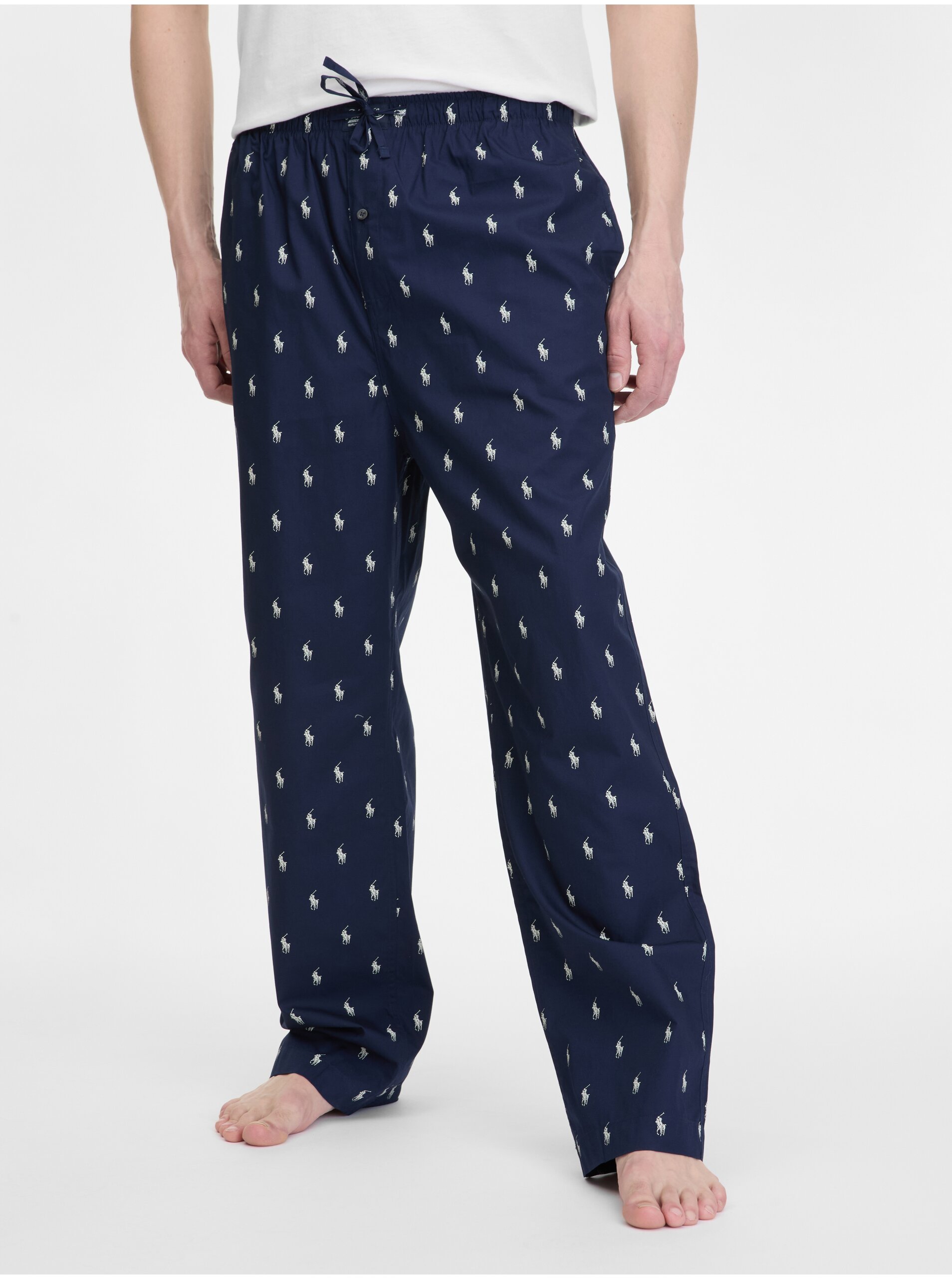 Tmavomodré pánske vzorované pyžamové nohavice Ralph Lauren