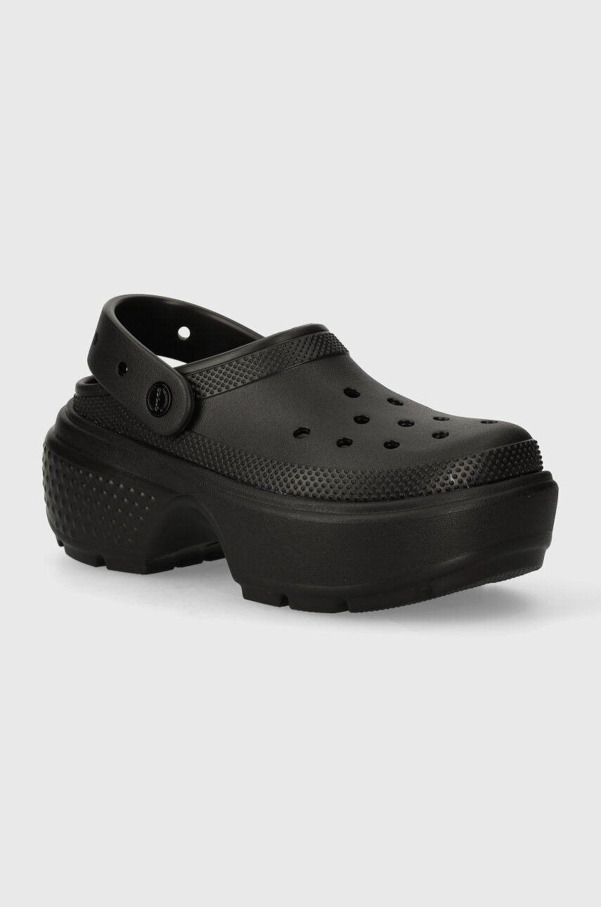 Šľapky Crocs Stomp Slide dámske, čierna farba, na platforme, 209347.001