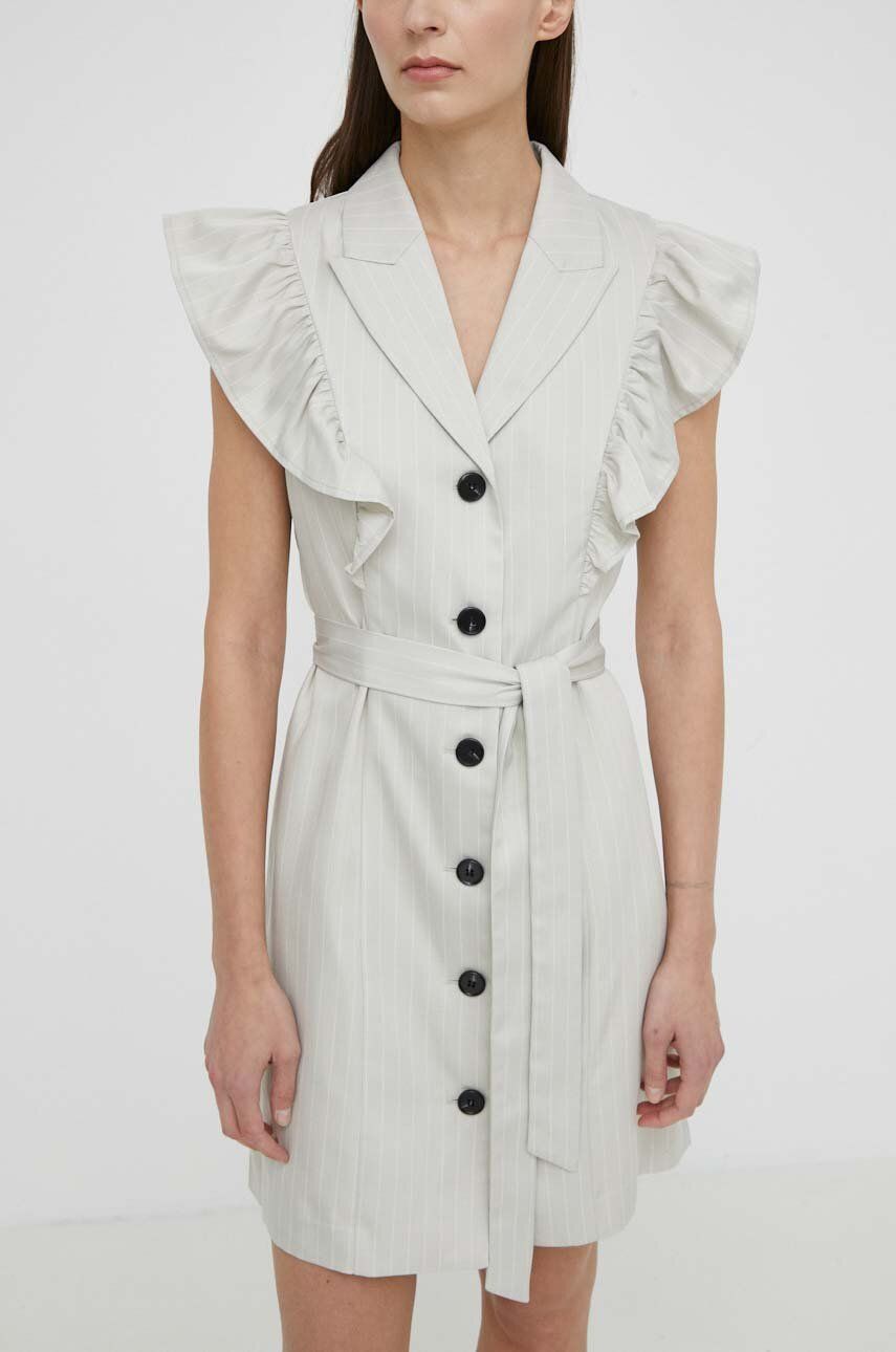 Šaty Bruuns Bazaar PinBBMikala dress šedá farba, mini, rovný strih, BBW3831