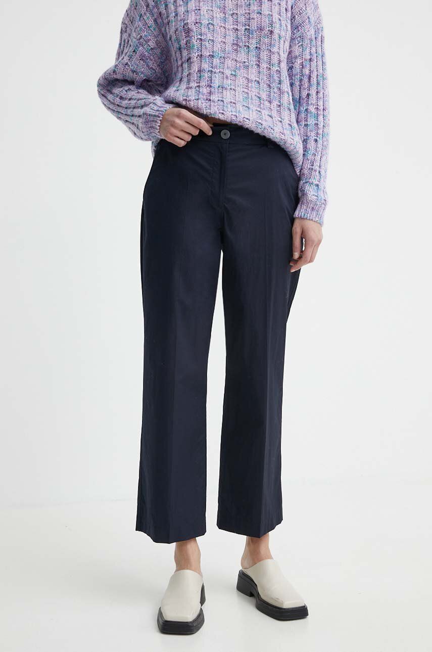 Nohavice PS Paul Smith dámske, tmavomodrá farba, rovné, vysoký pás, W2R.319T.M30368