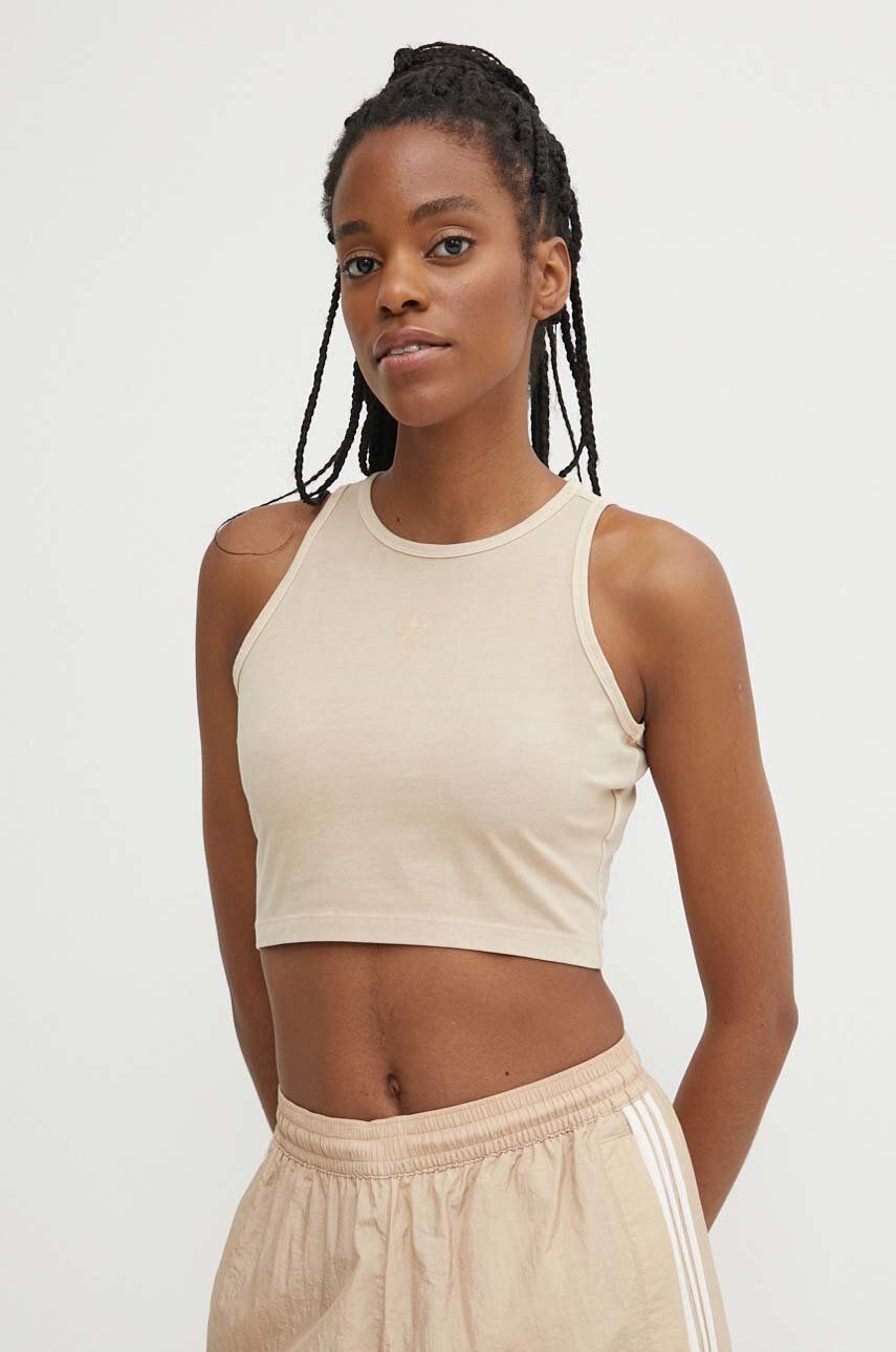 Top adidas Originals dámsky, béžová farba, IR5996