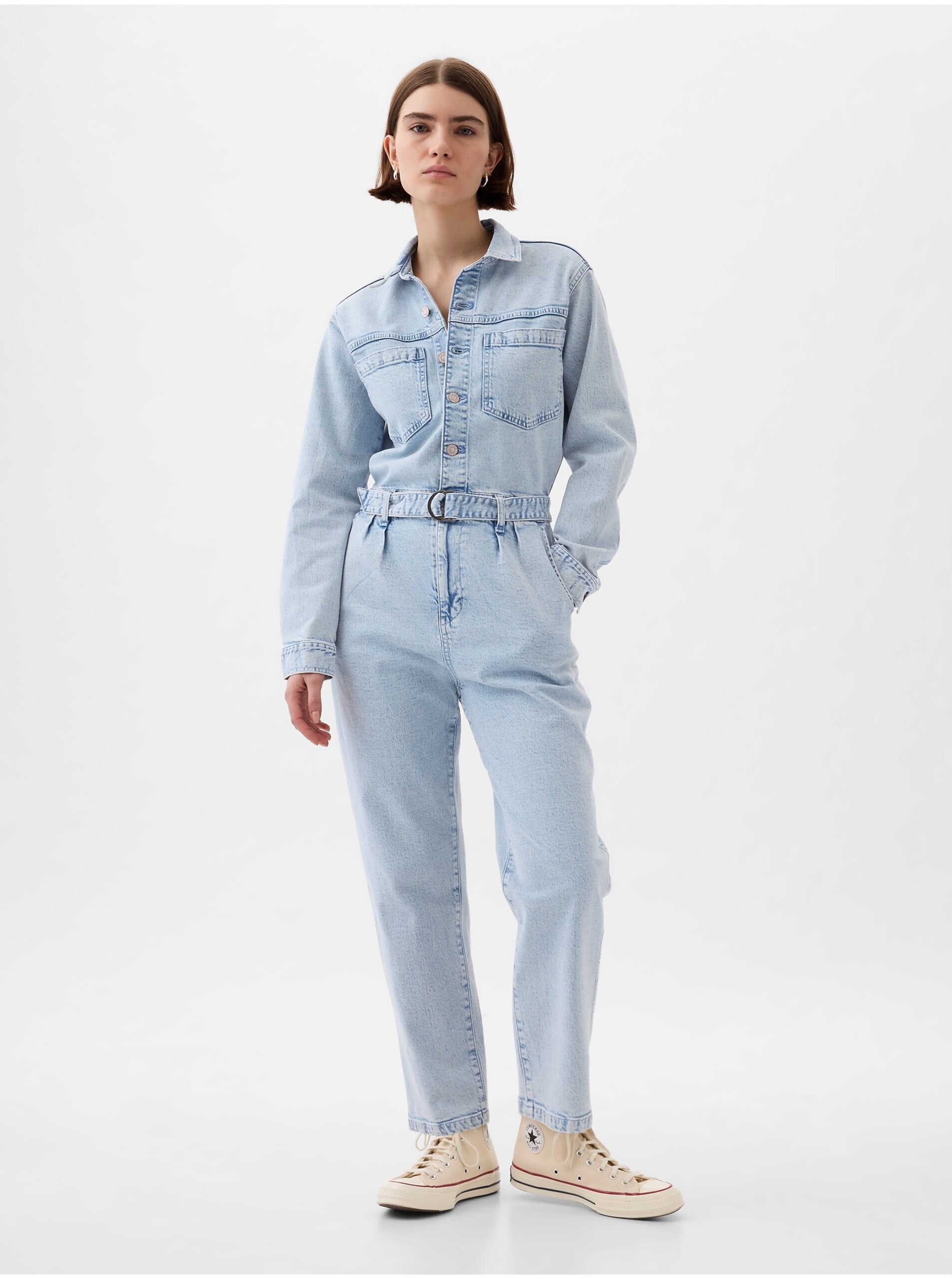 Svetlomodrý dámsky dlhý rifľový overal GAP