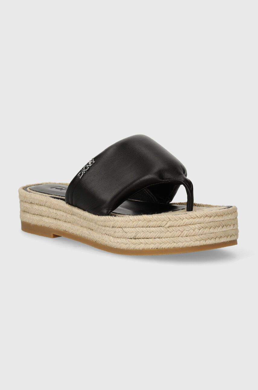 Kožené žabky Dkny Fifi dámske, čierna farba, na platforme, K1405997