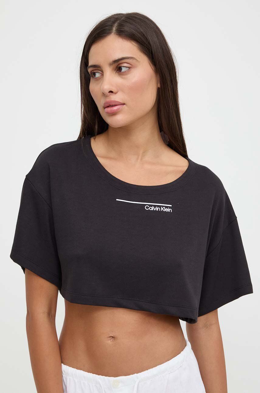 Plážový top Calvin Klein čierna farba, KW0KW02478