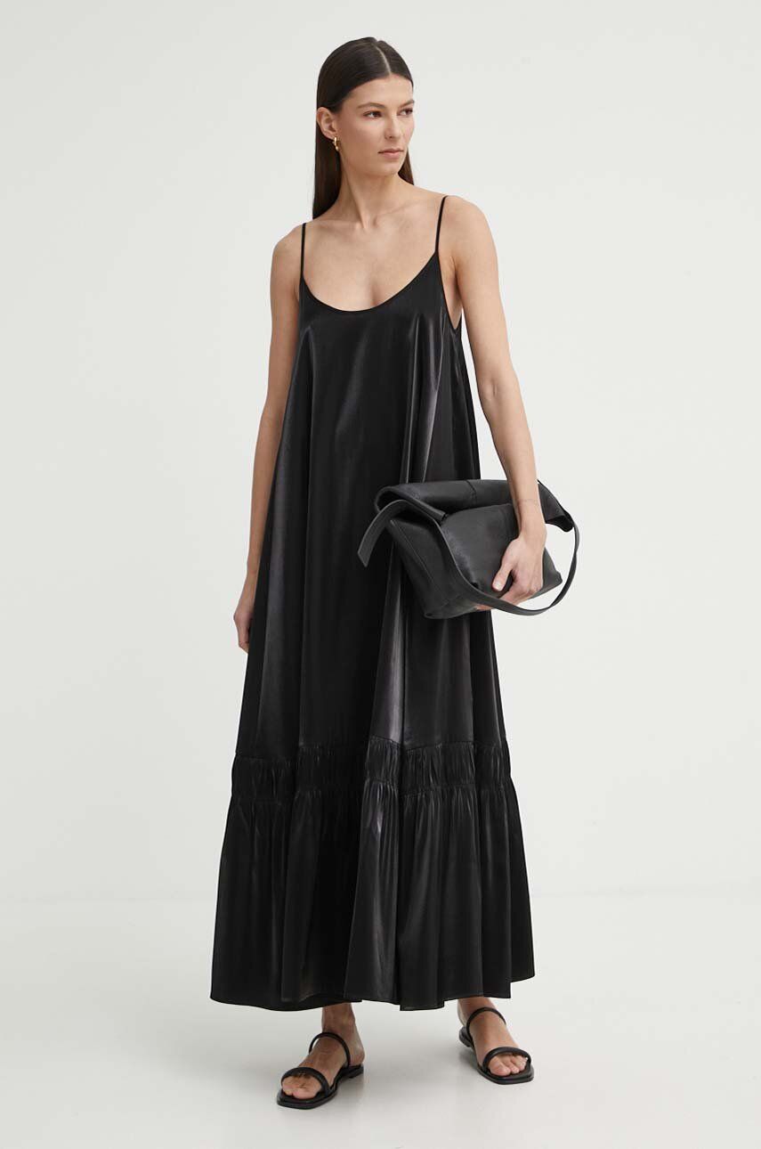 Šaty AERON IMOGEN čierna farba, maxi, áčkový strih, AW24SSDR523491