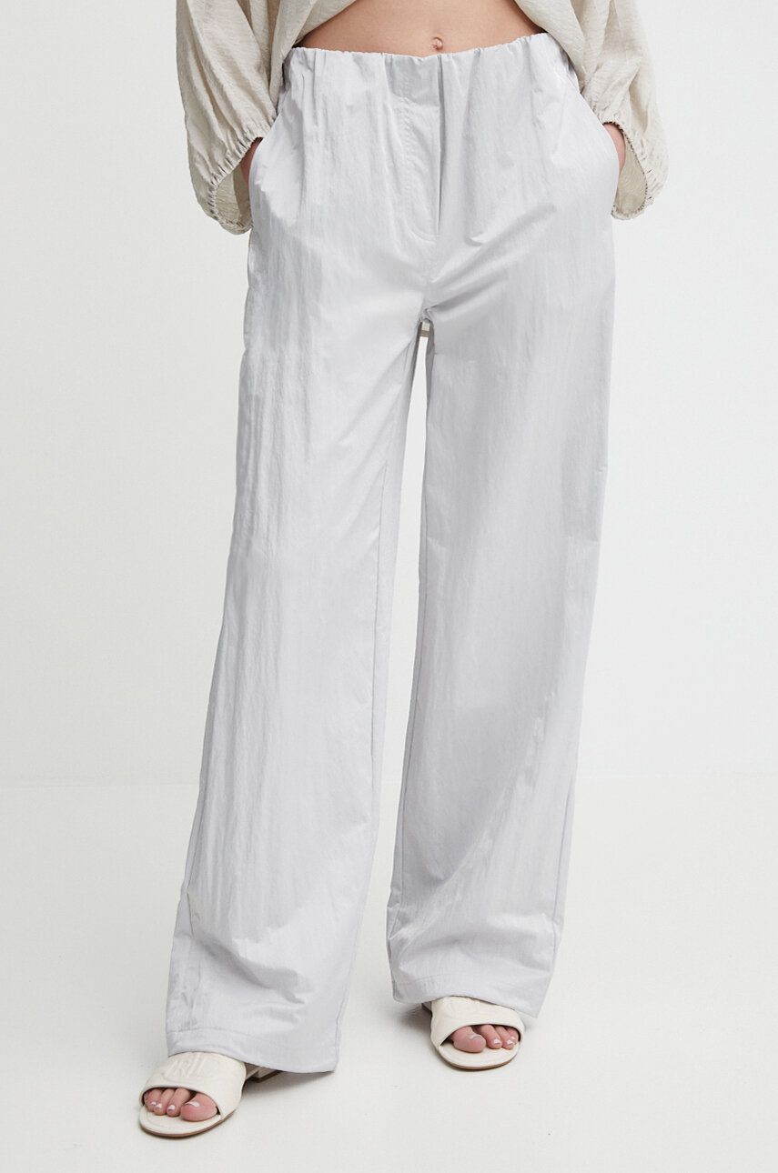 Nohavice Calvin Klein Jeans dámske, šedá farba, rovné, vysoký pás, J20J223122
