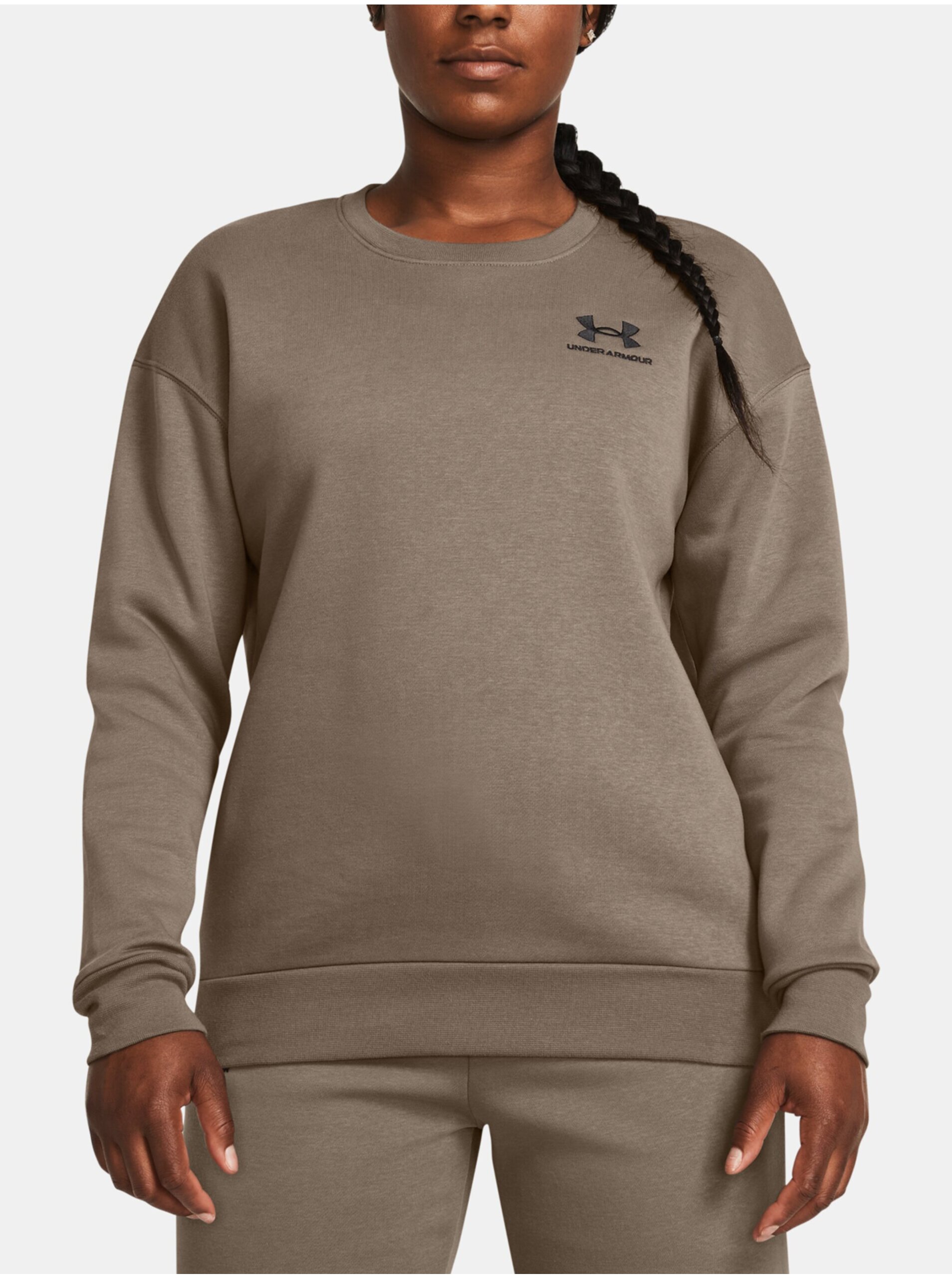 Hnedá mikina Under Armour Essential Fleece Crew