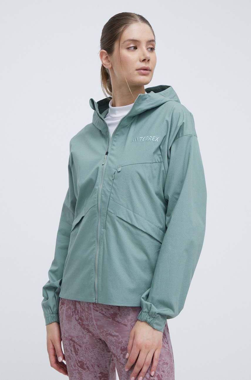 Vetrovka adidas TERREX Xploric zelená farba, IN4629