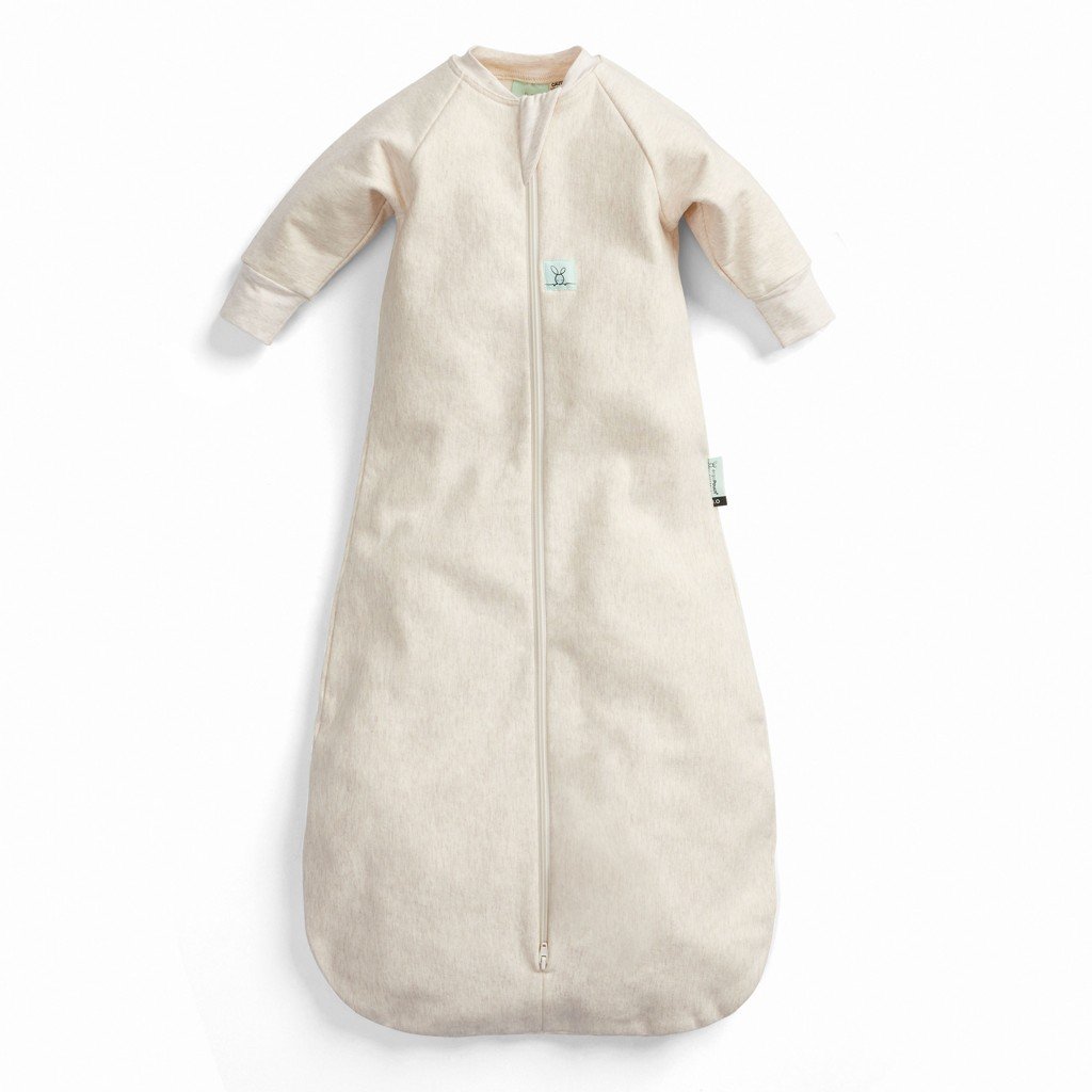 ERGOPOUCH Vak na spanie s rukávmi organická bavlna Jersey Oatmeal Marle 3-12 m, 6-10 kg, 1 tog